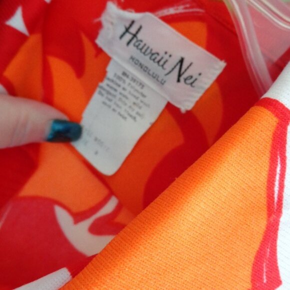 NOS VTG 70s Big Collar LOUD Floral Hawaiian Shirt M Hawaii Nei Polyester AS IS - Picture 8 of 9